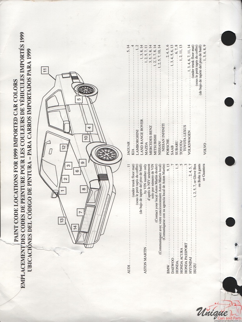 1999 Volkswagen Paint Charts PPG 3